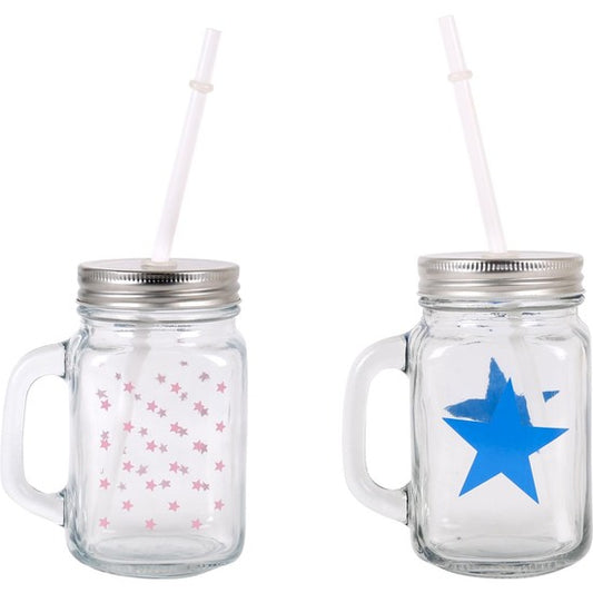 DECO MUG WITH LID AND STRAW 450CC STAR