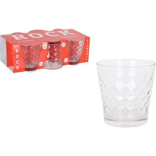 SET OF 6 GLASSES 290CC ROCK DIAMONDS