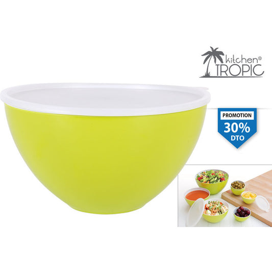 LARGE MELAMINE SALAD BOWL W/ LID 23.6 LIME KT