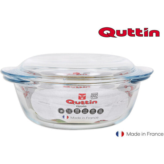 RED GLASS PAN WITH LID 1.6+0.5L