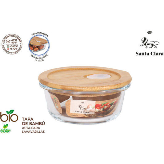 ROUND LUNCH BOX WITH BAMBOO LID 13CM