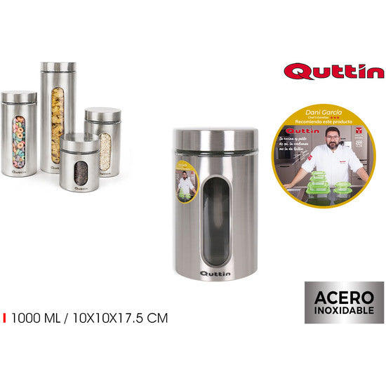 6 TARROS VIDRIO ACERO INOX 1000ML QUTTIN