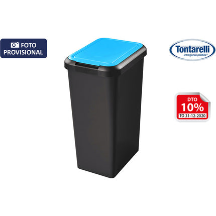 CUBO BASURA RECICABLE DOBLE APERTURA 45L TAPA AZUL