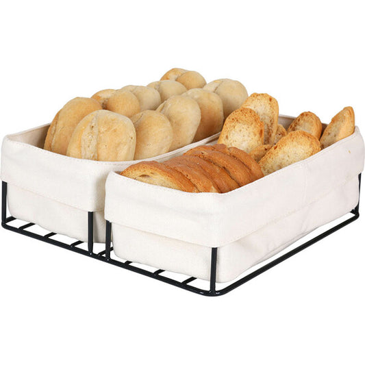 BLACK BREAD BASKET WITH 2 COTTON BASKETS