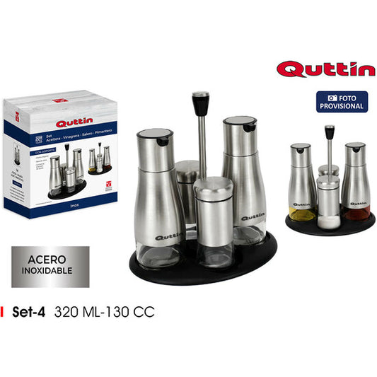 SET4 STAINLESS STEEL DISPENSERS WITH QUTTIN SUPPORT