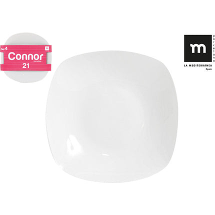 SET OF 4 CONNOR 21CM SQUARE DEEP PLATES