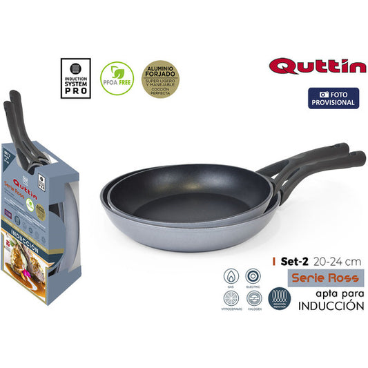 SET OF 2 FORGED ALUMINIUM PANS M/SOFT INDUCTION ROSS QUTTIN