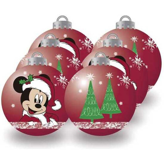 CHRISTMAS BALLS 8CM PACK 6 MICKEY MOUSE "HAPPY SMILES"