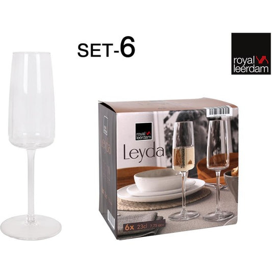 SET OF 6 CHAMPAGNE GLASSES 23CL LEYDA