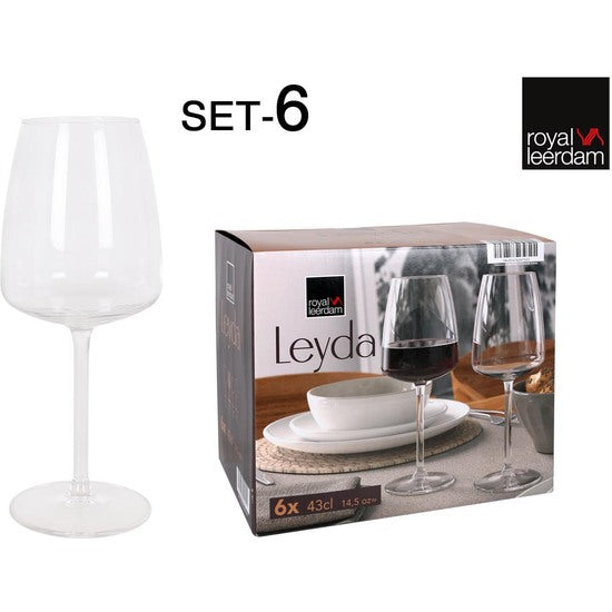 SET 6 COPAS VINO 43CL LEYDA