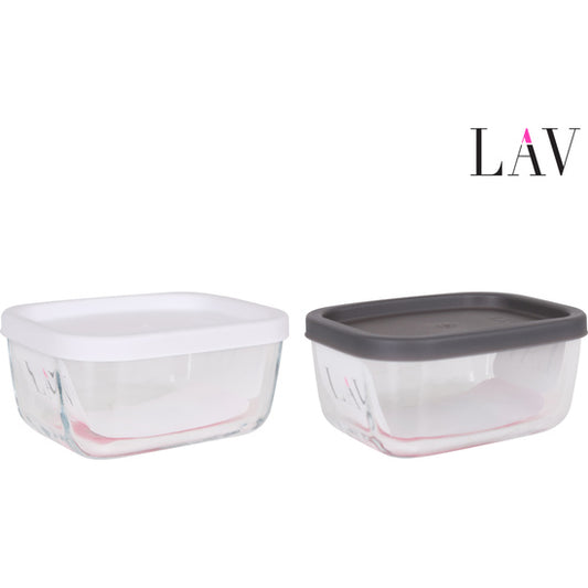 405CC RECTANGULAR LUNCH BOX WITH GLASS CUBE LID