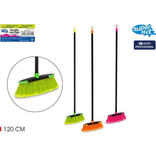 BROOM WITH STICK 120CM SMART BLACK SUPERNET