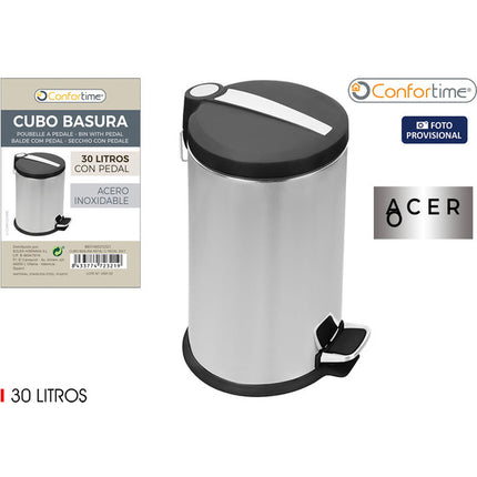 CUBO BASURA METAL C/PEDAL 30LTS CONFORTIME