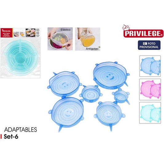 SET OF 6 ADAPTABLE SILICONE LIDS QUTTIN