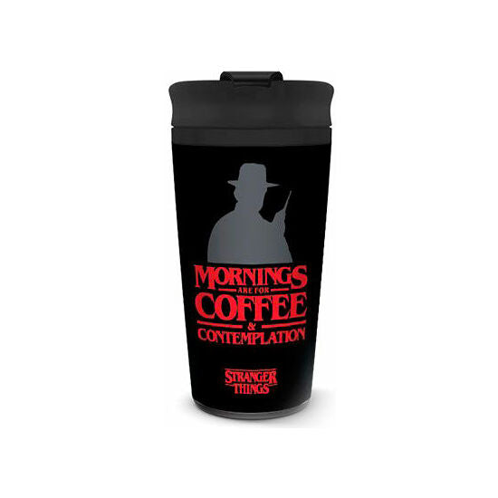 COFFE AND CONTEMPLATION STRANGER THINGS TRAVEL MUG