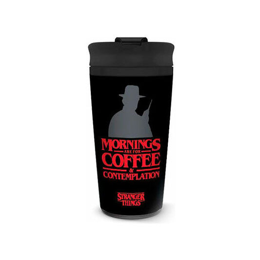 COFFE AND CONTEMPLATION STRANGER THINGS TRAVEL MUG