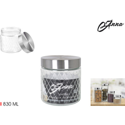 Jarra de vidro/aço Anna Relief de 830ml
