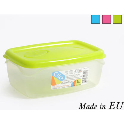 1L RECTANGULAR HERMETIC MICROWAVE LUNCH BOX - ASSORTED COLOURS