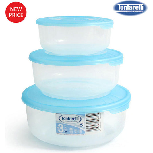 SET OF 3 ROUND LUNCH BOXES 0.5/1/2L - BLUE