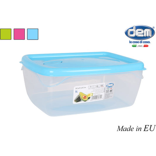 5L RECTANGULAR MICROWAVE HERMETIC LUNCH BOX - ASSORTED COLOURS