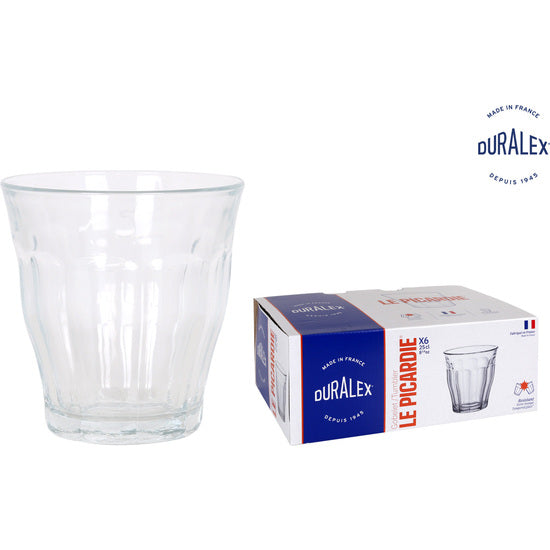 SET OF 6 TRANSPARENT GLASSES 25CL PICARDIE