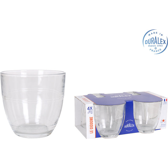 EK SET 4 VASOS TRANSPARENTE 220CC GIGOGNE