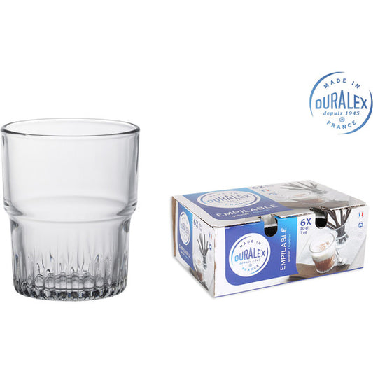 SET 6 VASOS TRANSPARENTE 20CL APILABLE