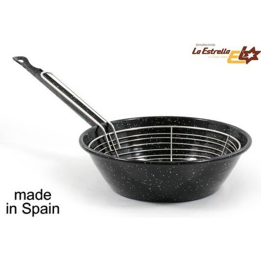 DEEP PAN WITH BASKET 22CM MARBLED