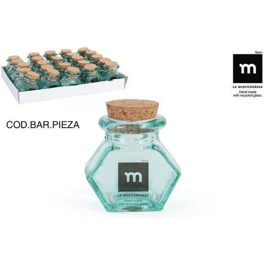 MINIATURE GLASS JAR 5.5X6.5CM WITH HEXAGONAL STOPPER