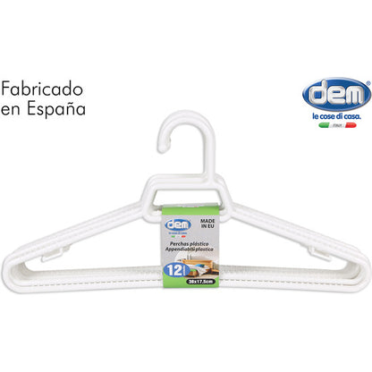 SET OF 12 PLASTIC HANGERS 38X17.5CM LEO