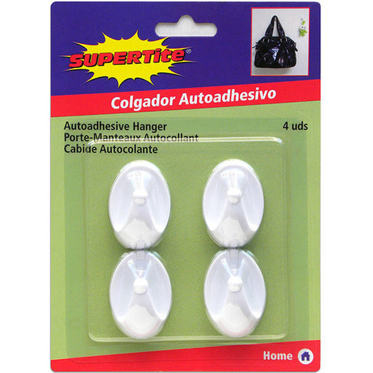 SMALL OVAL SELF-ADHESIVE HANGER 4 UNITS