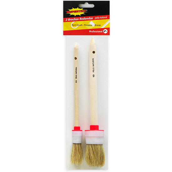 2 ROUND BRUSHES NATURAL HAIR 2 CM + 3.5 CM