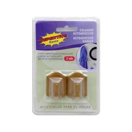 BROWN PLASTIC ADHESIVE HANGER - 2 UNITS