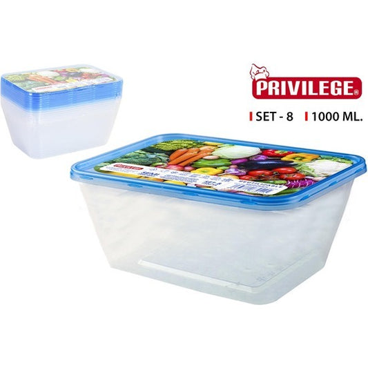 SET OF 8 RECTANGULAR SEMI-DISPOSABLES 1000ML