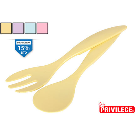 YONCA SERVING SPOON+FORK SET 30X6CM - ASSORTED COLORS
