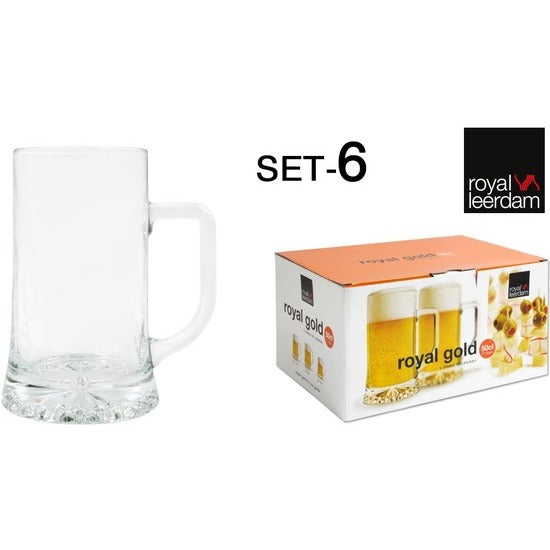 SET 6 ROYAL GOLD 50CL BEER JAR