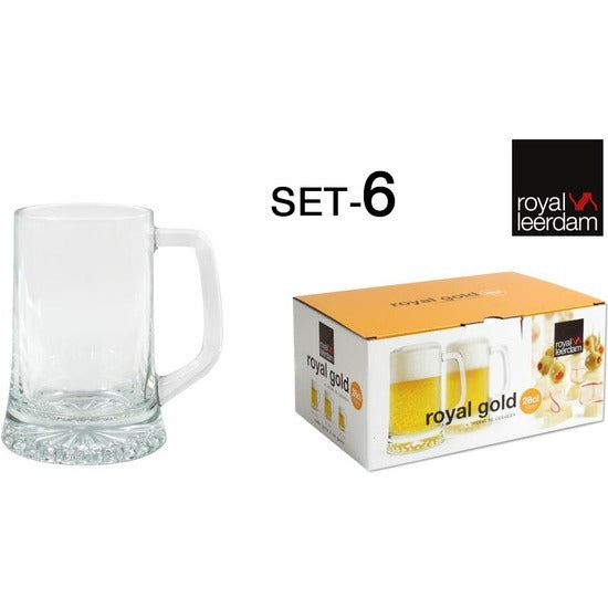 SET 6 BEER JAR 28CL ROYAL GOLD