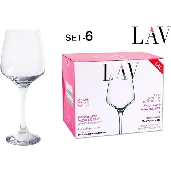 SET OF 6 WINE/WATER GLASSES 400CC LAL