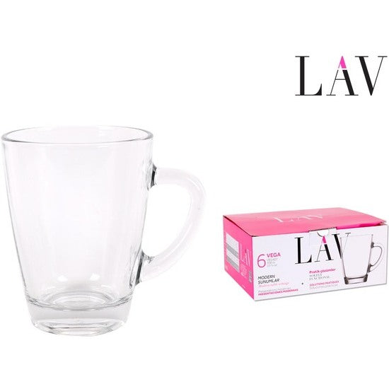 SET OF 6 GLASSES WITH HANDLE 300CC VEGA