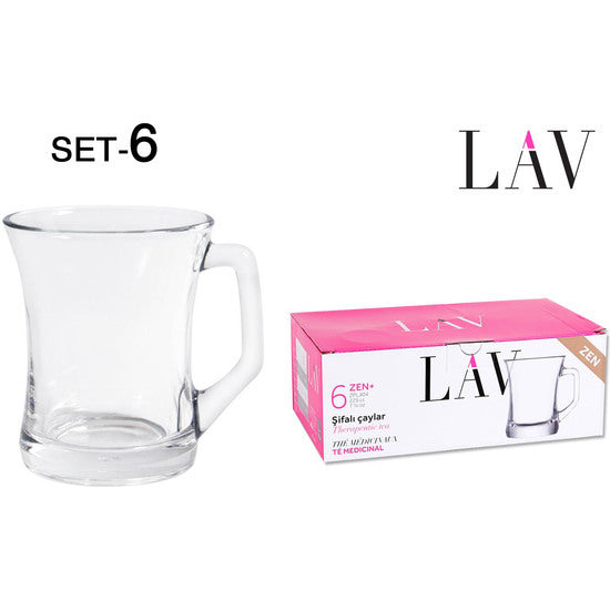 SET OF 6 GLASSES WITH HANDLE 225CC ZEN