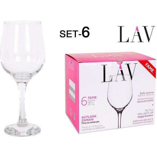 SET OF 6 WINE/WATER GLASSES 480CC FAME HIGH