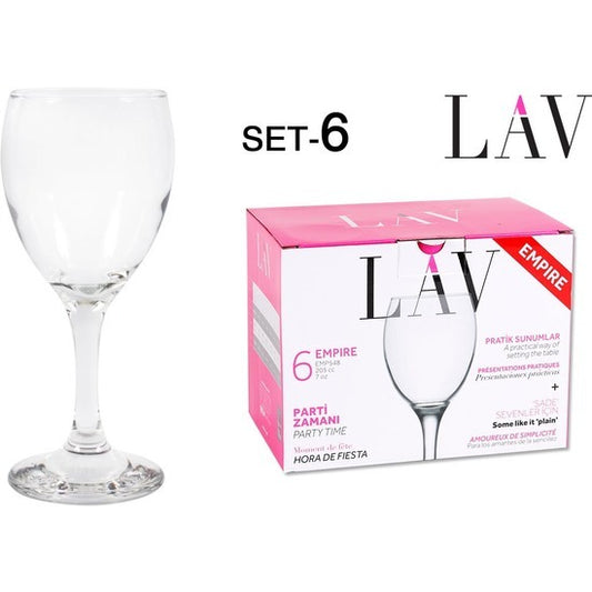 SET OF 6 WHITE WINE GLASSES 200CC EMPIRE