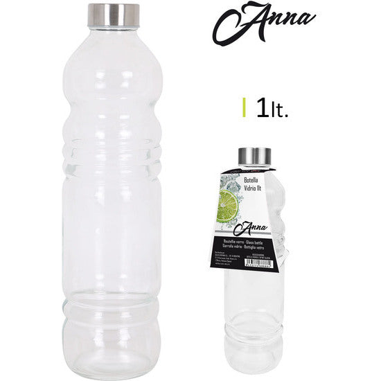 1L GLASS BOTTLE WITH METALLIC CAP 8X31CM ANNA