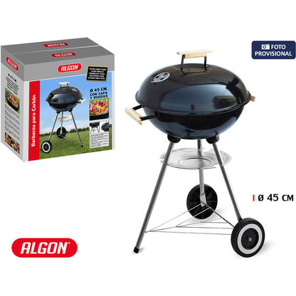 ROUND BARBECUE WITH LID 45CM BLACK COTTON