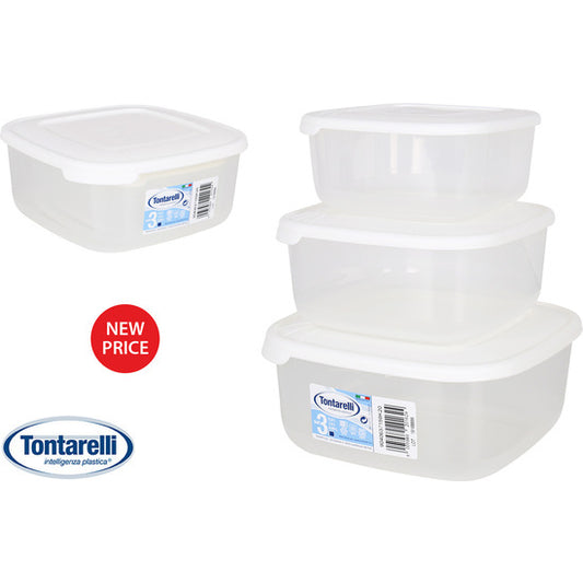 SET OF 3 SQUARE LUNCH BOXES 1/1.5/2.5L CREAM