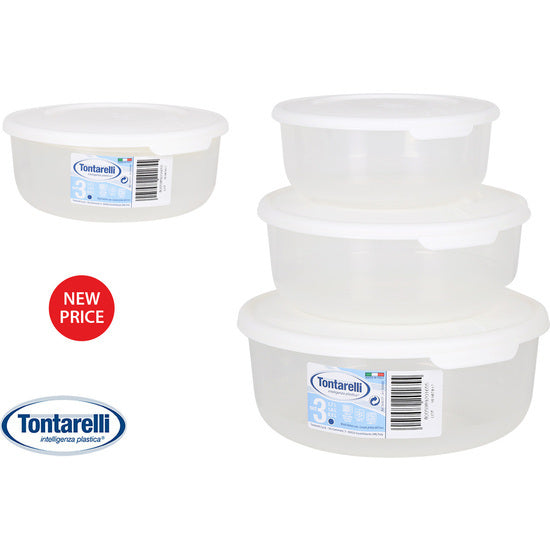 SET OF 3 ROUND LUNCH BOXES 0.5/1/2L CREAM